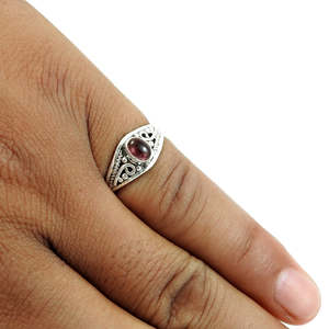 Bague en argent sterling 925 de style bohème, pierre précieuse tourmaline rose taille ovale, bijoux faits à la main pour femme, cadeau de mariage pour elle - Product Image 4