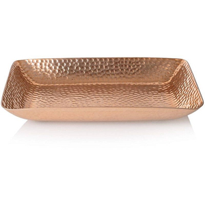 Hot Selling Copper Hammered Food Serving <b>Tray</b> Oval Shape For Home Kitchenware Tabletop <b>Snacks</b> & Drinks Serving <b>Trays</b> - Product Image 2