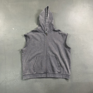 Sweat-shirts amples pour hommes, style décontracté streetwear, avec épaules tombantes, col à capuche, sans manches, coupe carrée, pour l'hiver - Product Image 3