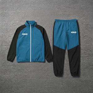 Custom Made Wholesale <b>Plus</b> <b>Size</b> Nylon Tracksuits Color Block Zip-Up Waterproof Windbreaker Jacket Baggy <b>Pants</b> <b>2</b>-<b>Piece</b> <b>Set</b> Men - Product Image 3