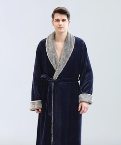 Pijama de Franela para Hombre, Otoño-Invierno, Manga Larga, Forro Polar, Grueso, Cálido, Suave, Casual, Holgado, con Cordones Laterales - Product Image 6