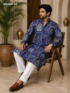 Buen Precio, Conjunto de Kurta-Polo para Hombre con Hilo Dorado Posicional y Lentejuelas con Estampado Digital, Proveedor Mundial - Product Image 2