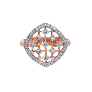 Bague de déclaration géométrique plaquée or rose de luxe avec halo de zircone cubique pour femme, idéale pour mariage, fiançailles, anniversaire, bijoux de mode - Product Image 3