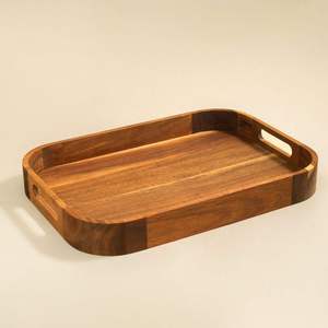 Plateau de service en bois de luxe fait main, design moderne en bois massif personnalisé pour la maison et l'hôtellerie, écologique, pour le Ramadan et les mariages - Product Image 3