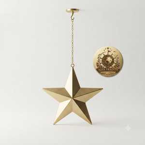 Pendentif étoile orné à huit branches en laiton, ornement étoile en métal pour espaces intérieurs, ambiance festive et décorations saisonnières - Product Image 6