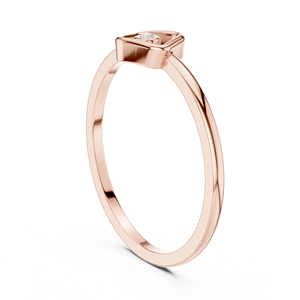 Premium Round Cut Moissanite Diamond <b>Dainty</b> Geometric <b>Ring</b>, Rose <b>Gold</b> Plated Sterling Silver Bezel Frame <b>Ring</b> for Women - Product Image 2