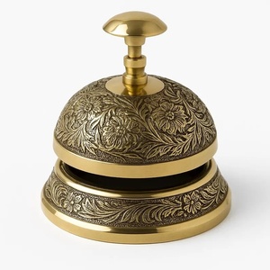 Campana de Mesa Decorativa de Latón Estilo Victoriano Hecha a Mano con Diseño Floral, Campana de Mostrador para Escritorio Ejecutivo, Regalos de Boda y Boutique - Product Image 1