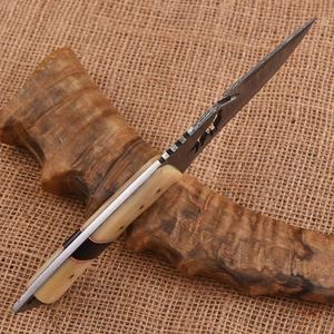 Couteau de chasse artisanal en acier Damas avec manche en os, lame fixe personnalisée, OEM, cadeau de survie pour le camping, Pasha - Product Image 4