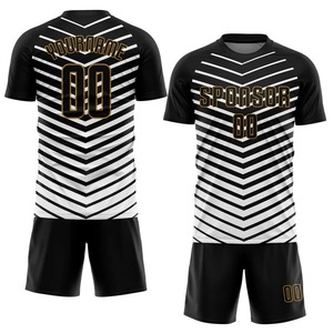 Maillot de football personnalisé blanc, noir et or vieilli, respirant, pour homme, uniforme d'entraînement personnalisé, fabricant - Product Image 2