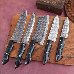 Hot Selling <b>Sharp</b> Durable Handmade Chef <b>Knife</b> Damascus Steel 5-Piece Full Tang Ambidextrous Straight Edge Kitchen <b>Knives</b> <b>Set</b> - Product Image 5