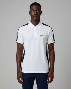 Men's <b>White</b> Cotton <b>Polo</b> Shirt Short Sleeve Breathable Oxford Fabric With Black Stripes And Front Logo Print Casual Style - Product Image 4