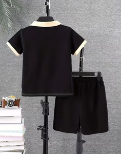 Baby Boys' 2pcs Lightweight Summer Casual Shorts Set Featuring Stylish Comfortable Solid Lapel Single Button Short Sleeve Quick - Product Image 2