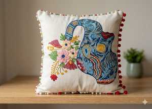 Housse de coussin carrée décorative à imprimé alpaga bohème avec motif cactus pour la maison - Product Image 2