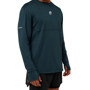 <b>Mens</b> Running Long Sleeve T <b>Shirt</b> <b>Blue</b> Oversized Fit Lightweight Quick Dry Gym Training Athletic Sports Top - Product Image 4