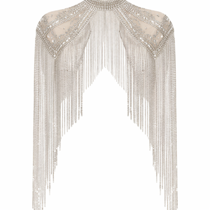 Wholesale Rhinestone <b>Fringe</b> Cape for Custom Orders - OEM Manufacturer of Wedding <b>Jackets</b> & Wraps - Product Image 1