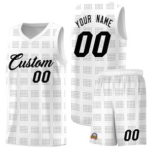 Ensemble de maillots de basket-ball blancs en mesh sans manches, col en V, respirants, imprimés par sublimation, unisexes, adultes, toutes saisons - Product Image 1