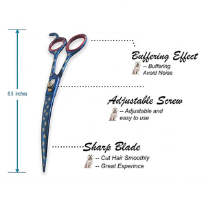 Tijeras Curvas Profesionales de Alta Calidad para Peluquería Canina con Mango de Cerámica Afilado y Recubrimiento de Color Personalizado - Product Image 5