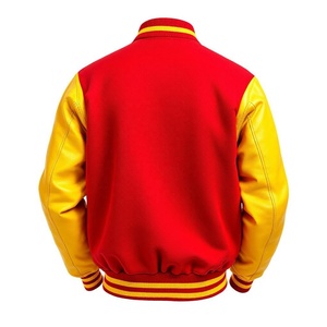 Man <b>Jacket</b> Wholesale New Arrival <b>Leather</b> Varsity <b>Jacket</b> Cream Contrast Sleeve Preppy Regular Sleeves Design Fully Customized - Product Image 4