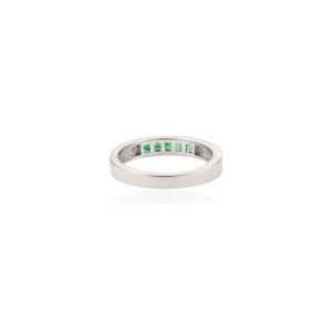 Beautiful Channel Setting Natural <b>Emerald</b> Half Eternity Minimalist Promise Band 925 Sterling <b>Silver</b> <b>Ring</b> for Wedding Anniversary - Product Image 6