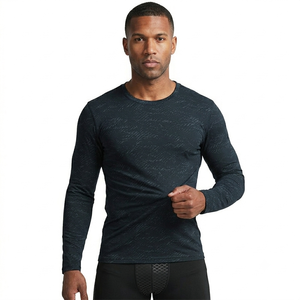 <b>Men's</b> Long Sleeve Sporty <b>Compression</b> <b>Shirt</b> With Pattern Quick Dry Knitted Spandex Polyester O-Neck Slim Fit - Product Image 2