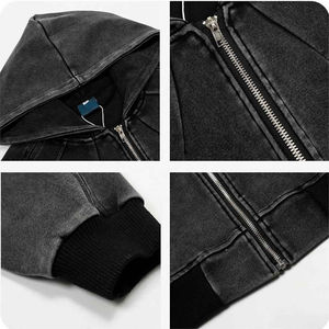 Sweat à capuche zippé pour homme en molleton de coton, coupe oversize, style streetwear, vêtement de sport et d'entraînement, vente en gros - Product Image 3