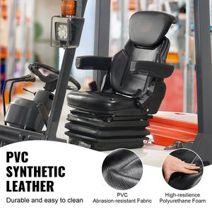 Sedile Universale per Trattore da 3 L con Sospensione, Sedile Pieghevole per Carrello Elevatore, Angolo Regolabile, Microinterruttore, Cintura di Sicurezza, Braccioli, Ricambi Universali - Product Image 6
