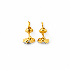 Pendientes de tuerca de diseño con microincrustaciones de diamantes en oro amarillo de 18 quilates Namivaa para mujer, de alto brillo, contemporáneos, para fiestas, bodas y uso diario. - Product Image 5