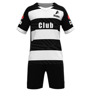 Camiseta de Rugby a Rayas Blancas y Negras para Hombre, Manga Corta, Cuello en V, Poliéster que Absorbe la Humedad, Ropa Deportiva, Corte Regular - Product Image 1