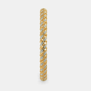 Brazalete de Oro con Diseño de Hojas y Diamantes en Forma de Ola - Product Image 4