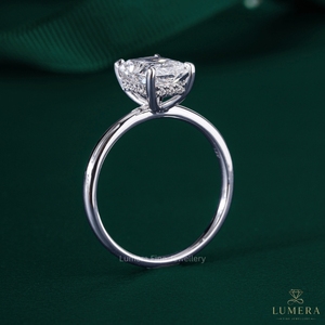 Anillo de Compromiso Solitario con Diamante Cultivado en Laboratorio, Corte Radiante, Oro Blanco de 14K/18K, Anillo Nupcial para Mujer - Product Image 6