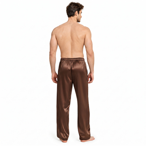 Silk Satin Sleep Trousers <b>Men</b> Drawstring Waist Casual <b>Lounge</b> <b>Pants</b> Side Pockets Lightweight Silk Nightwear <b>Pants</b> <b>Men</b> Silk Pajama - Product Image 3