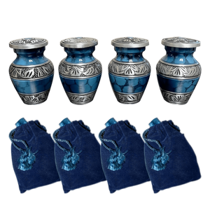 Petit jeton d'urne de crémation de conception simple pour le stockage et la conservation des cendres Marbre Bleu Finition Amour Souvenir Jetons - Product Image 1