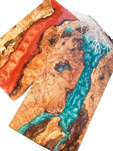 Planche à découper époxy en résine de bois d'olivier haut de gamme Ustensiles de cuisine uniques faits à la main pour hacher, servir du fromage et se divertir - Product Image 6