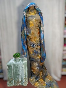 Tela de terciopelo Maqbal de lujo con estampado floral de melocotón, tela de jacquard somalí de primera calidad, material para vestidos de novia para niñas y mujeres - Product Image 5