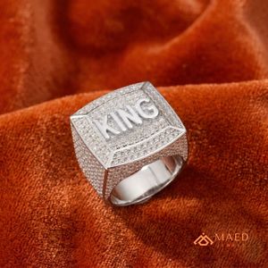 Anillo de Hombre en Tono Plateado con Baño de Oro y Moissanita Cuadrada, Estilo Hip Hop, para Regalo de Aniversario - Product Image 2