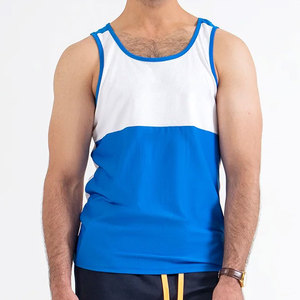 Latest Design Sleeveless Round Neck Custom Plain Breathable Knitted Sporty Gym Summer <b>Men's</b> Tank Top - Product Image 3