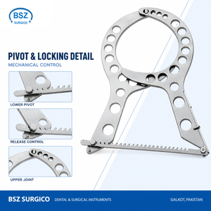 Retractor Mamario de Acero Inoxidable BSZ SURGICO, Marco Circular, Brazos Perforados, Base con Trinquete, Juego de Instrumentos Clase II - Product Image 2