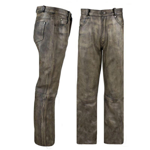 Pantalon en cuir vieilli pour homme, coupe slim, finition robuste, style décontracté, streetwear, vêtements d'extérieur - Product Image 4