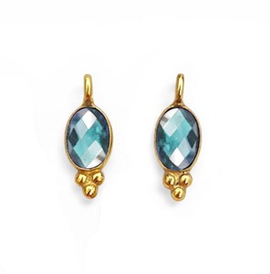 Apatite Gemstone 6x4 MM Oval Bezel <b>Charms</b> Pendant - Handmade <b>Charm</b> for Making <b>Bracelet</b> Necklace - Product Image 1