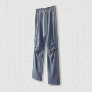 Men's <b>Black</b> Cotton Straight Acid Flat Sweatpants Elastic Waist Drawstring Casual <b>Pants</b> Side Pockets Quick Dry Breathable Autumn - Product Image 5