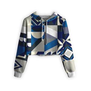 Sweat-shirt court à capuche personnalisé imprimé astronaute, pull-over imprimé par sublimation, streetwear automne femme, en polyester tricoté - Product Image 3