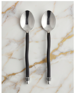 Modern Stainless Steel Teaspoons With Black Handles <b>Mirror</b> Polish Dishwasher Safe Flatware For Wedding Dining And Restaurant - Product Image 1