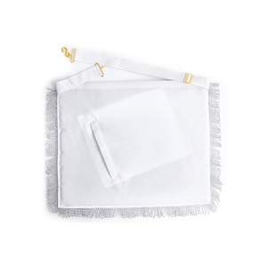 Premium <b>White</b> Leather Masonic <b>Apron</b> Silver Fringe Gold Bullion Supplier Past Master Blue Lodge <b>Apron</b> <b>White</b> Leather Premium Maker - Product Image 2
