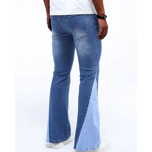 Jeans de mezclilla personalizados para hombre, pantalones casuales de corte recto y ajustado, jeans elásticos para hombre con cierre de cremallera, jeans acampanados. - Product Image 3