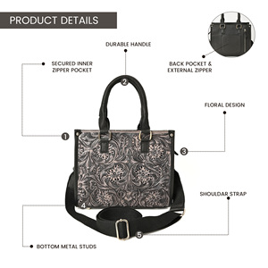 Bolso Tote de Cuero Genuino Hecho a Mano para Mujer, Estilo Western con Grabado Floral, Bolso de Hombro Cruzado Vintage Hecho a Mano - Product Image 4