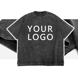 Custom High Quality <b>Men</b> Acid Wash T-<b>Shirt</b> 100% Cotton Soft Fabric <b>Silk</b> Screen Printing OEM Logo Front Casual Wear 280g Bulk - Product Image 3