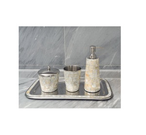 Elegante juego de accesorios de baño de nácar, estilo vintage, hecho a mano, decorativo, de lujo, para el hogar, hotel, artículos esenciales para el baño - Product Image 4