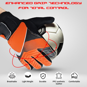 Football Goalkeeper Gloves <b>Full</b> Finger PU Leather Silicone Printed Non <b>Slip</b> Breathable Adjustable Wrist Strap Hook Loop Closure - Product Image 3