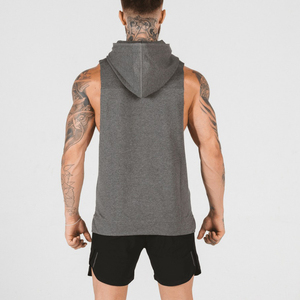 Sweat-shirt à capuche sans manches pour homme, style tank, vêtements de fitness, séchage rapide, entraînement, course à pied, musculation, activité physique - Product Image 6