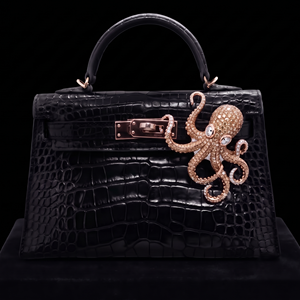 Moissanite <b>Silver</b> Octopus Bag Charm Nautical <b>Handbag</b> Fine Brooches Bling Purse Accessory Sea Creature Key Ring Jewelry <b>Silver</b> - Product Image 2